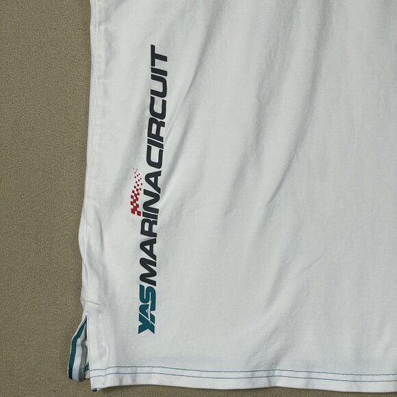 F1 Polo Shirt Men Extra Large White Yas Marina Circuit Logo Preppy Adult - Picture 2 of 11